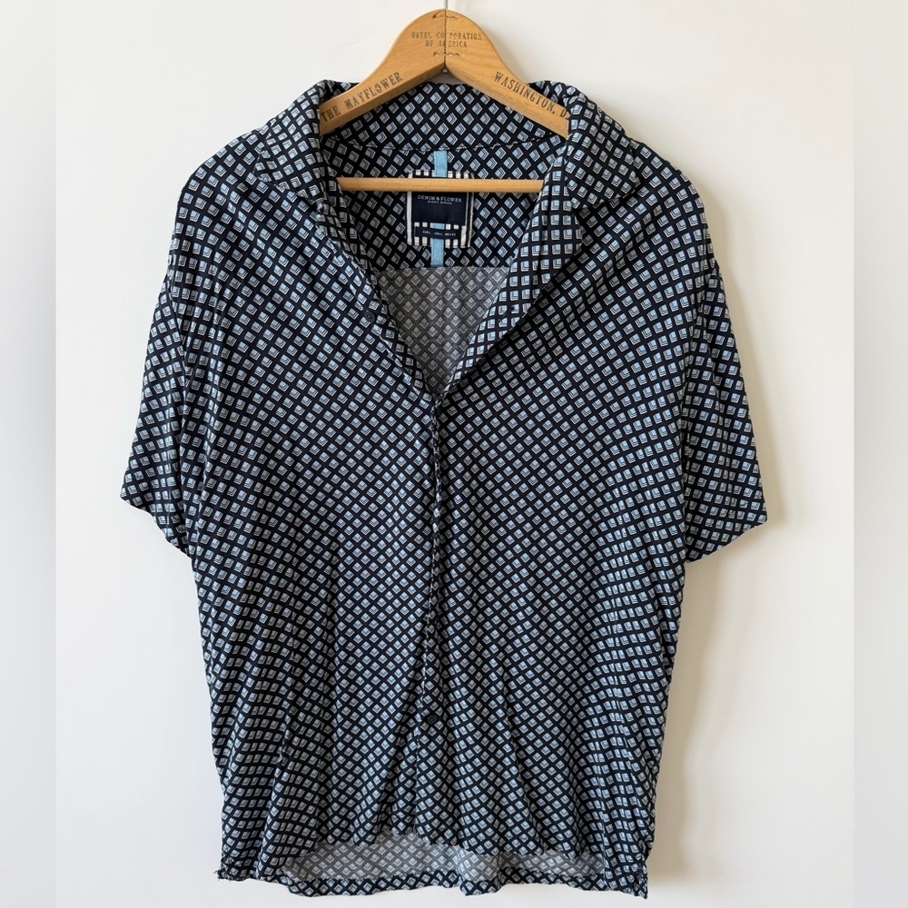 Denim & Flower Button Down Shirt